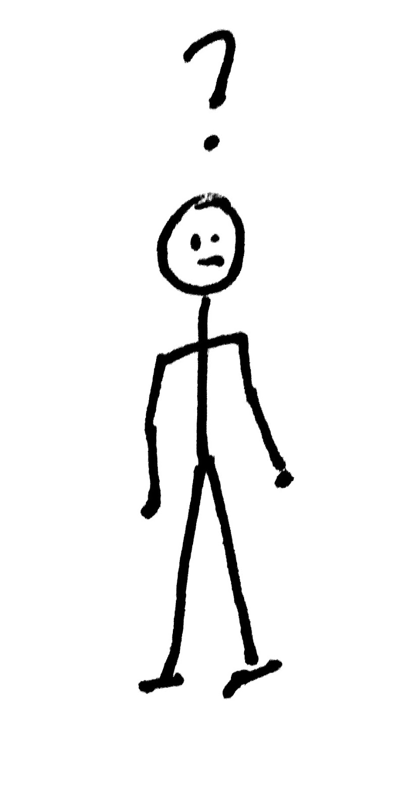 A drawing of a quizzical looking stick figure examining a manageable set of components.
