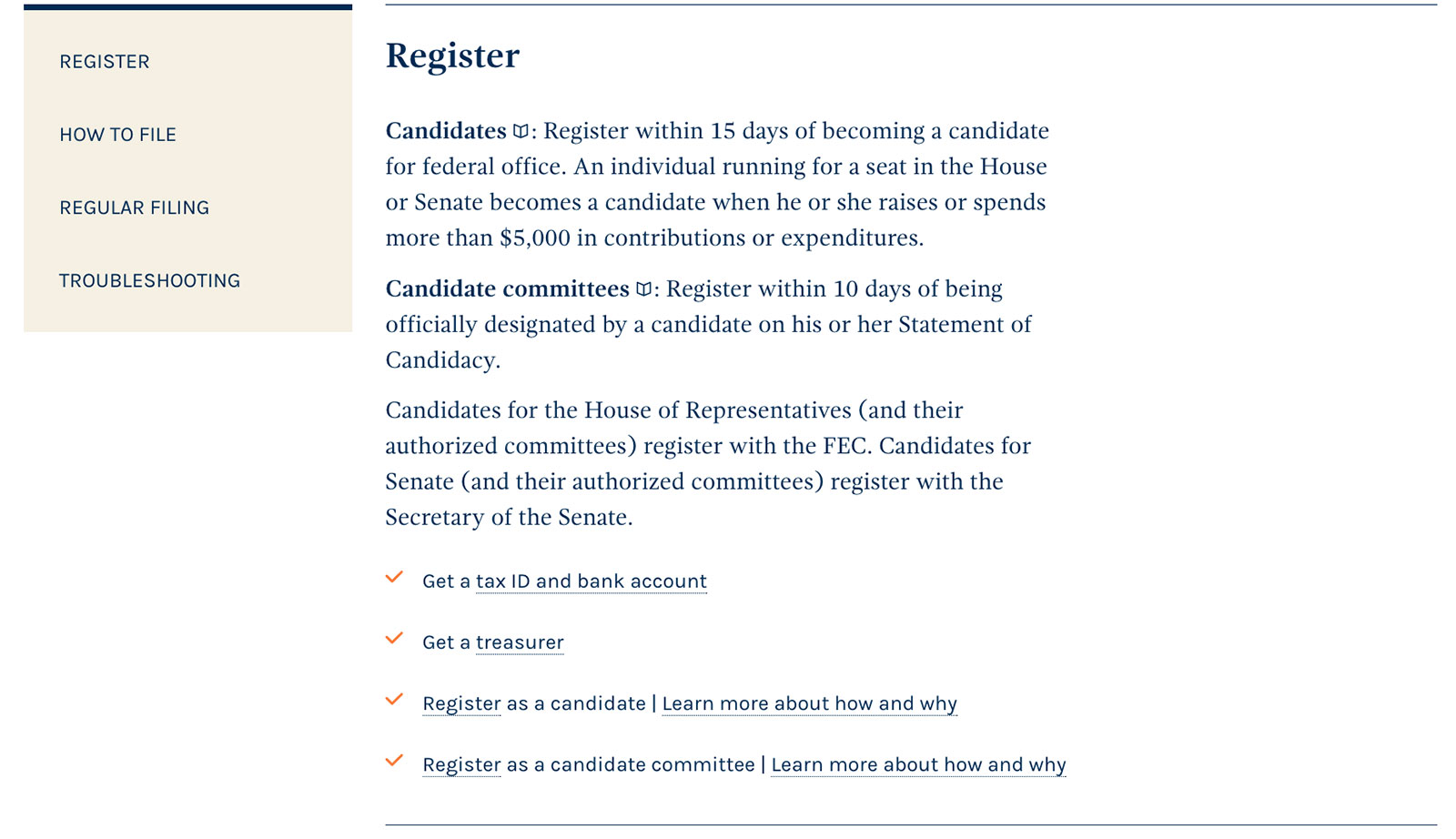 The new checklist for what you need to do to register with the FEC