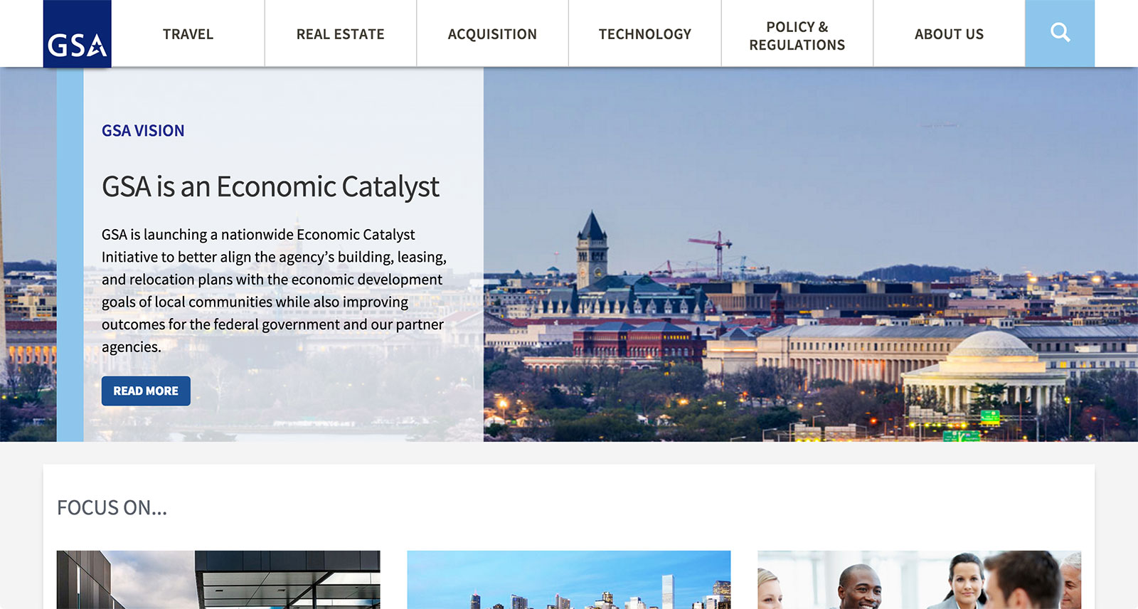A screenshot of the new gsa.gov homepage