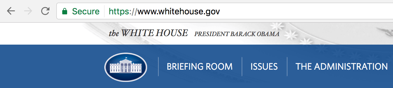 WhiteHouse.gov using HTTPS.
