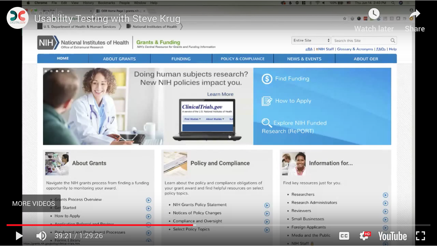 Screenshot of video showing NIH site. When clicked it will take you to the video