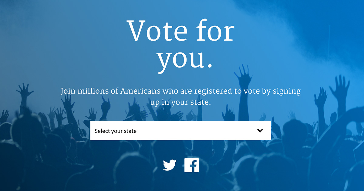 Screen shot of the homepage at vote.usa.gov