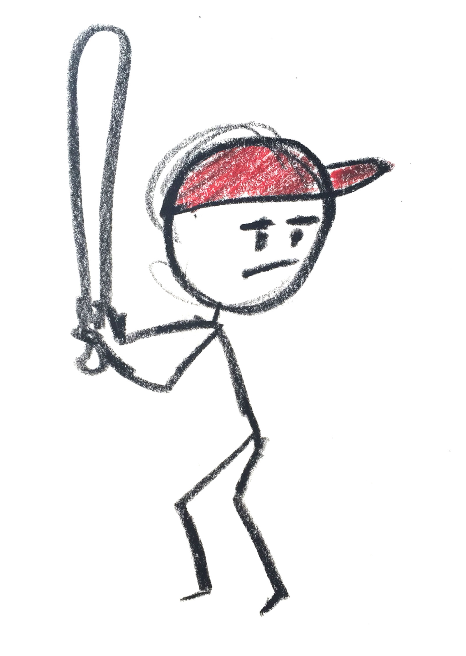 Stick figure with a baseball bat.