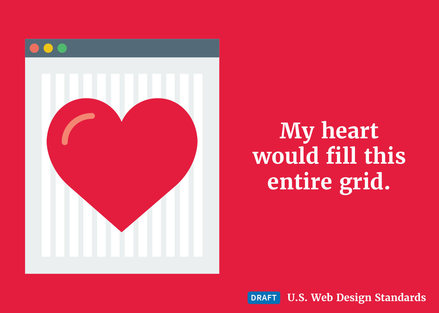 A heart superimposed over the draft web standards grid