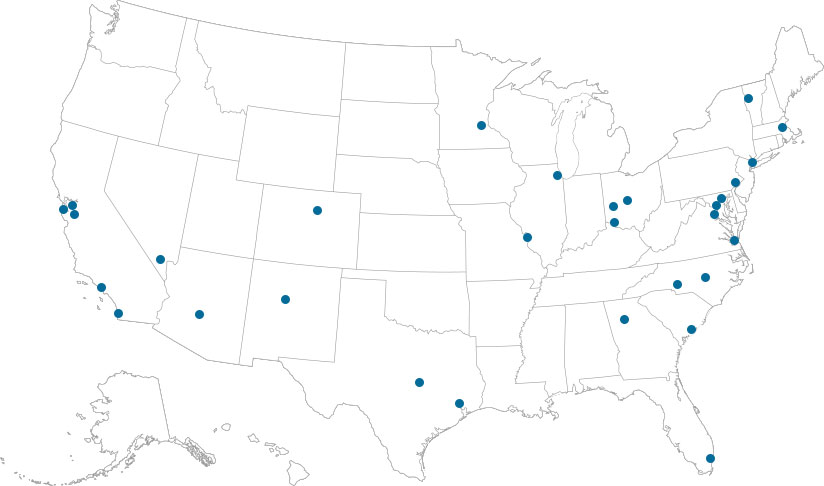 A map of where 18F staffers spoke about our work in 2015 and 2016.
