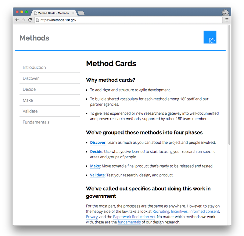 A screenshot of the Design Method Cards website