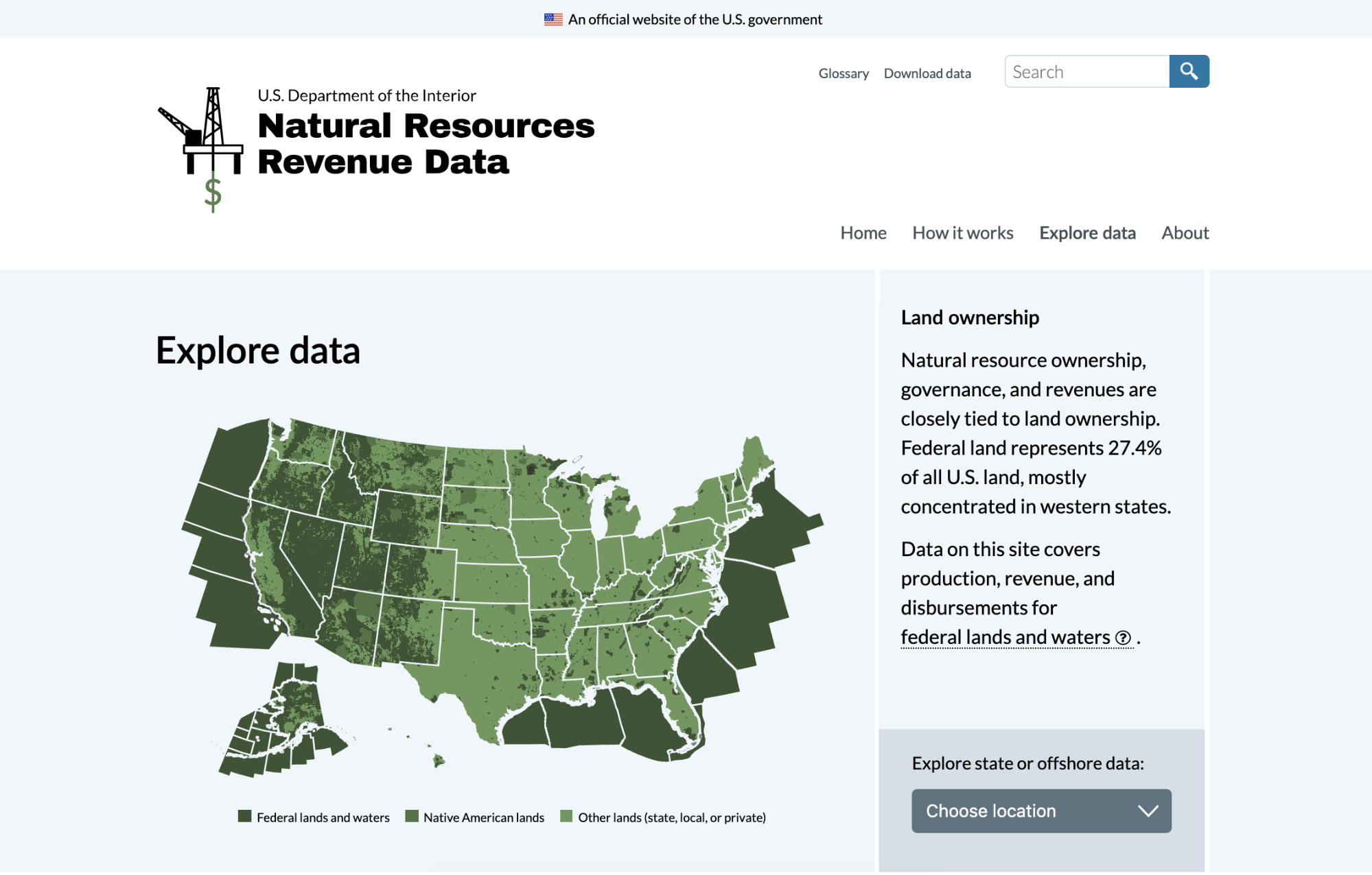 Screenshot of https://revenuedata.doi.gov/