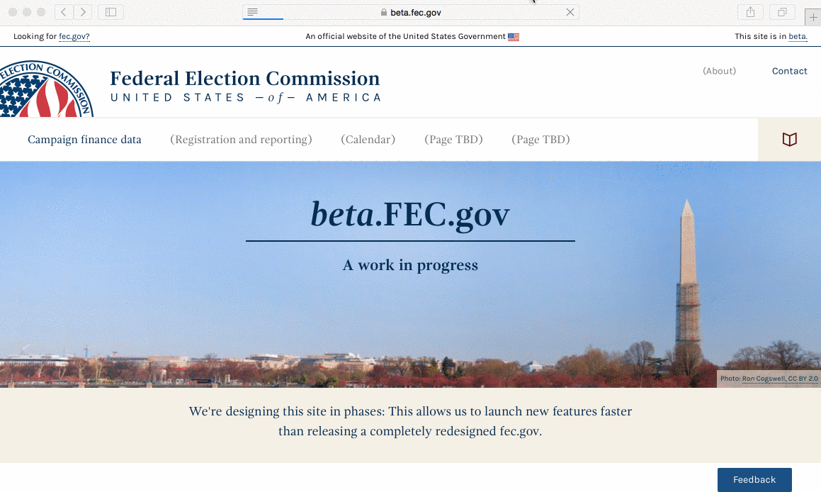 The betaFEC homepage.