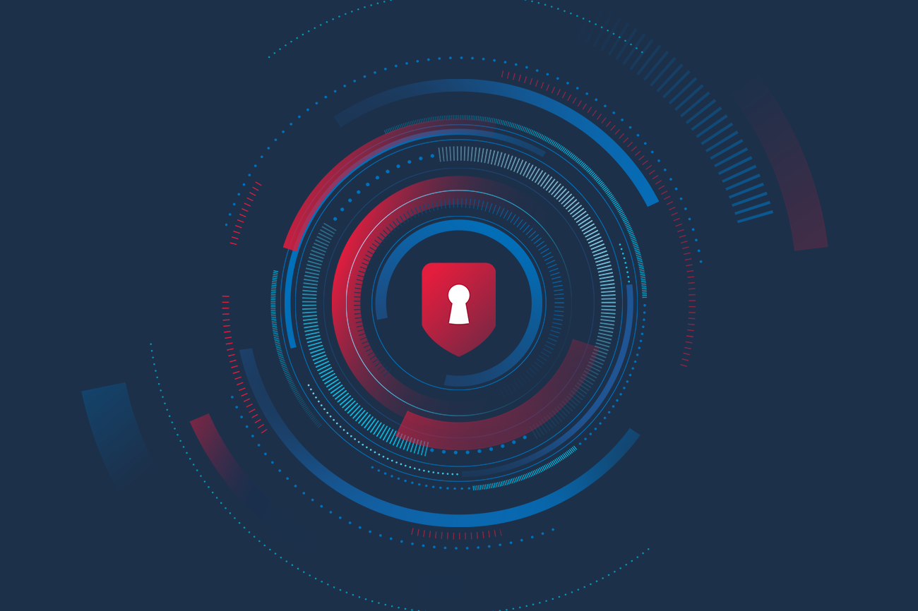 The login.gov logo over a blue background with red and blue circlar lines surrounding the logo