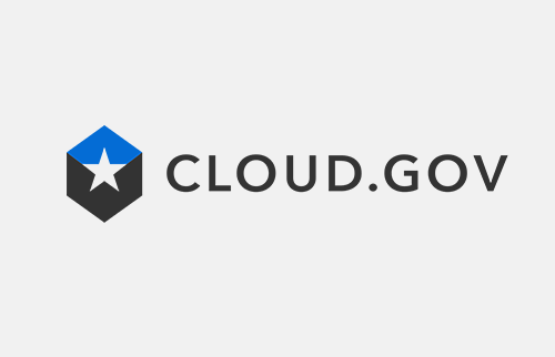 The cloud.gov logo of a white star over a black and blue hexagon