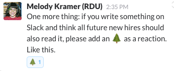 Melody Kramer explaining how to tag messages on Slack