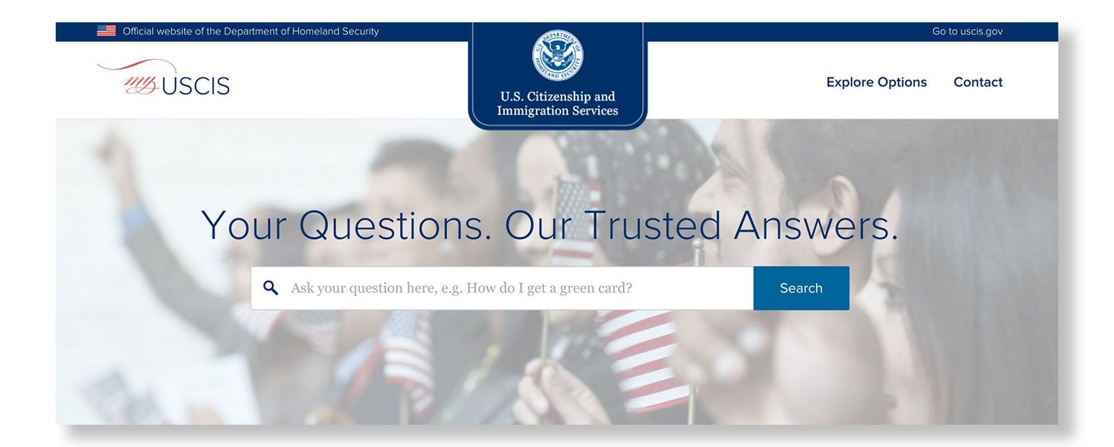 The MyUSCIS homepage